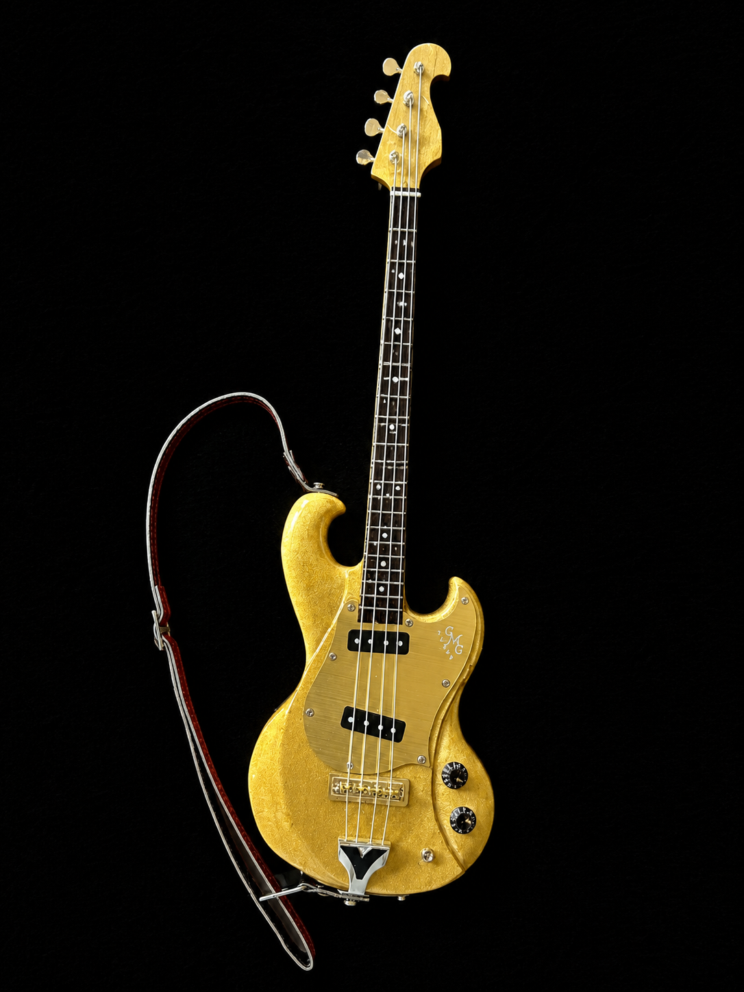 Handcrafted miniature GMG Texas Original bass with sterling hardware by Rob Gwynne